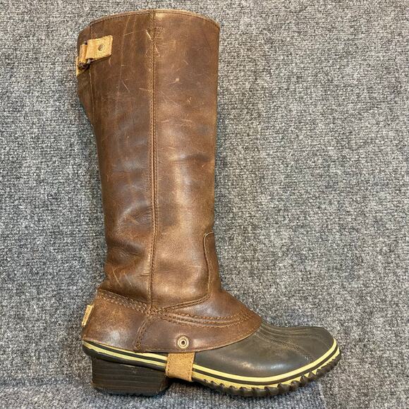 Sorel Shoes - Sorel Women 7.5 Nutmeg Brown Leather Slimpack Belted Riding Tall Boot Equestrian